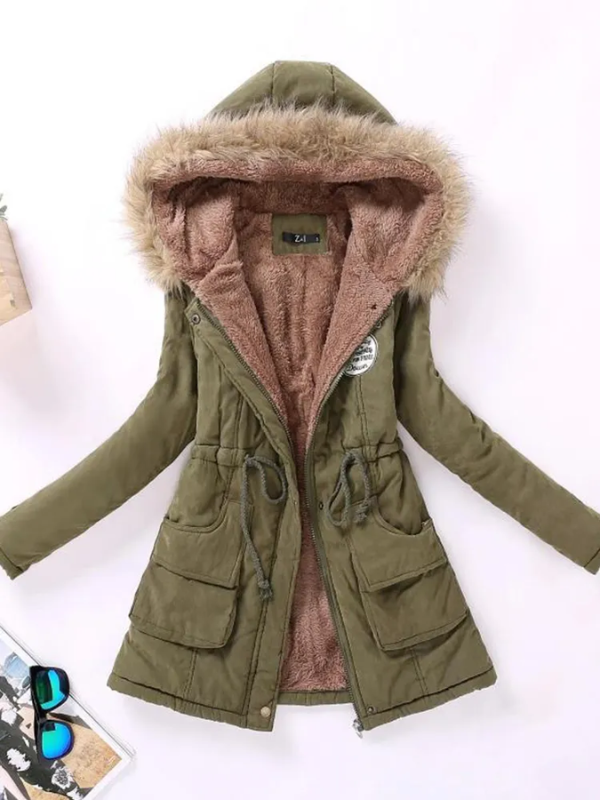 Frauke | Stretch-Winterjacke mit fellgefütterter Kapuze