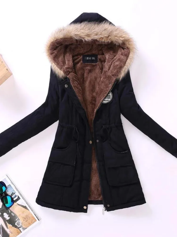 Frauke | Stretch-Winterjacke mit fellgefütterter Kapuze