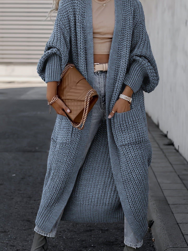 Rosa-Maria | Lange Strickjacke mit fließendem Design und Taschen