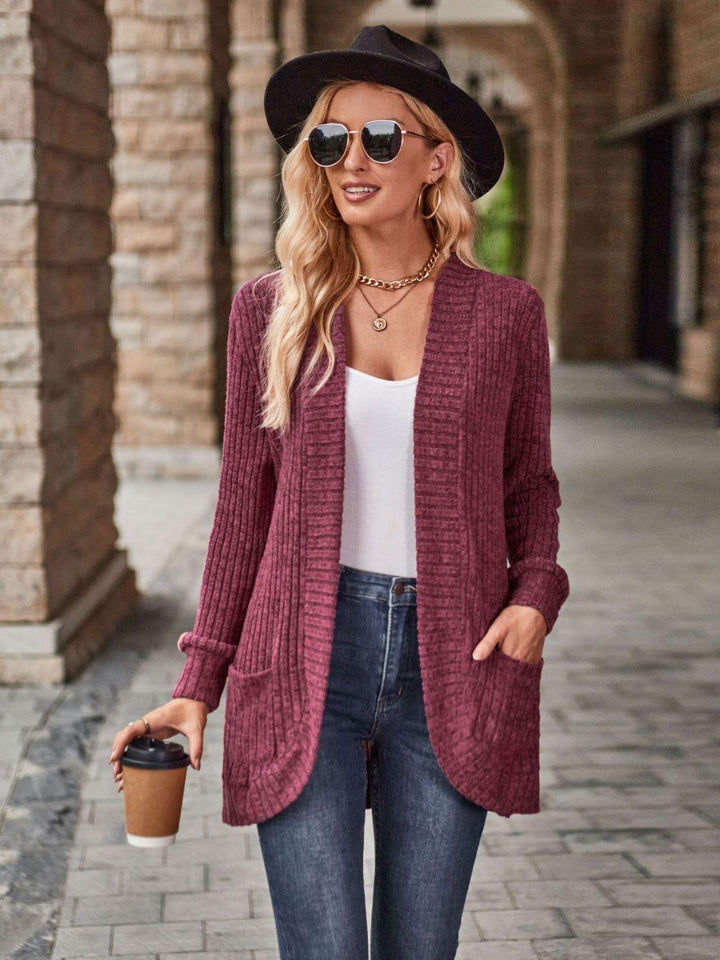 Malwine | Gerippte Strickjacke mit Taschen