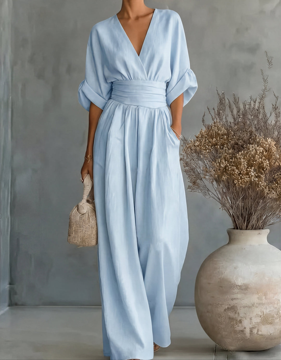 Daniela | Eleganter Jumpsuit mit V-Ausschnitt und weitem Bein