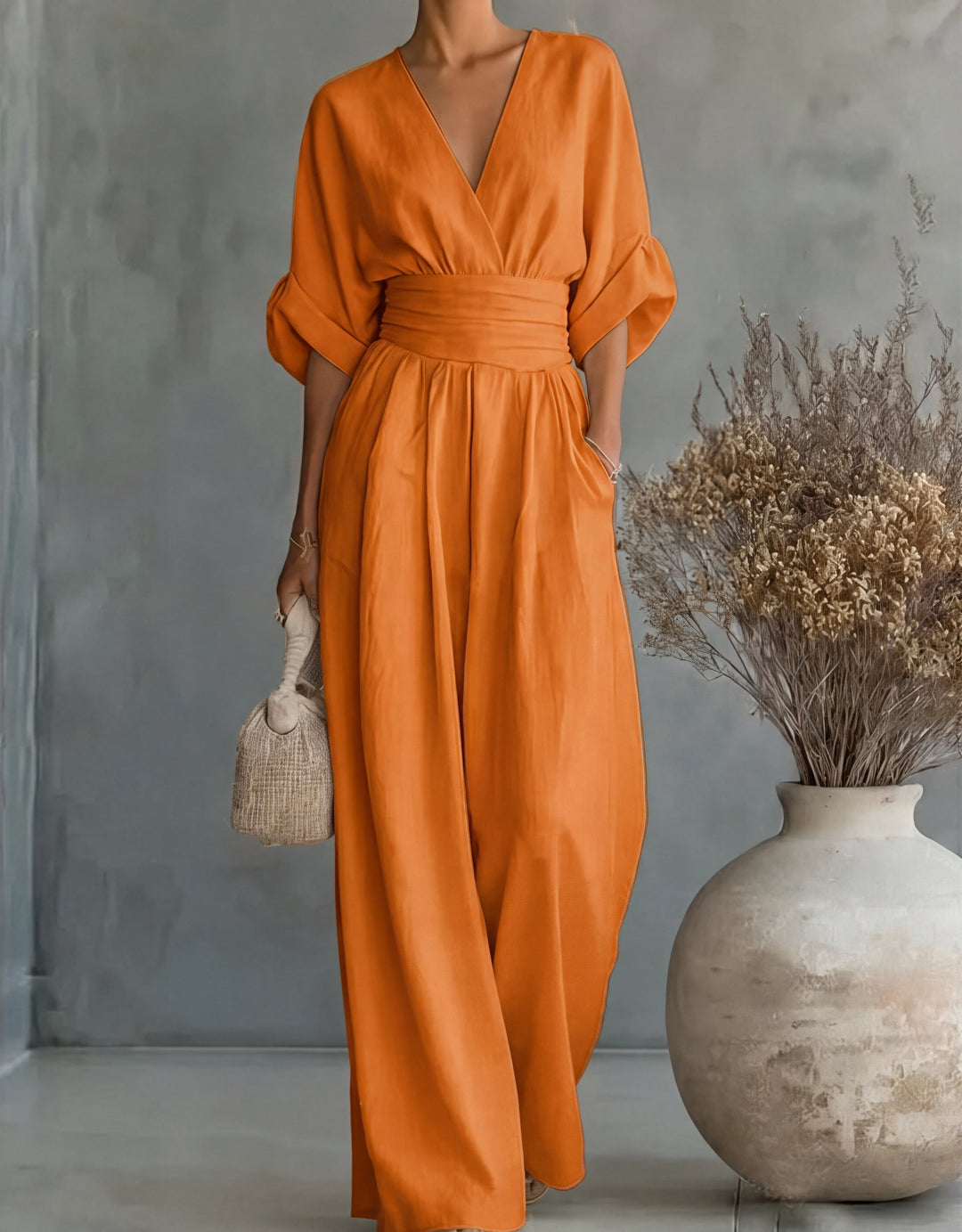 Daniela | Eleganter Jumpsuit mit V-Ausschnitt und weitem Bein
