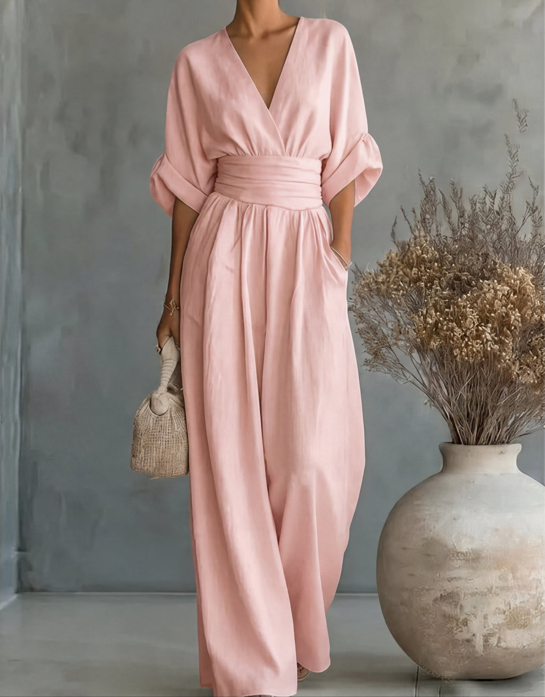 Daniela | Eleganter Jumpsuit mit V-Ausschnitt und weitem Bein