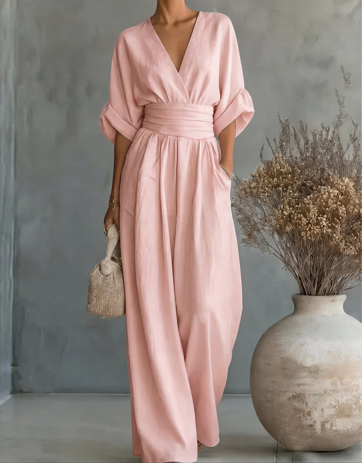 Daniela | Eleganter Jumpsuit mit V-Ausschnitt und weitem Bein