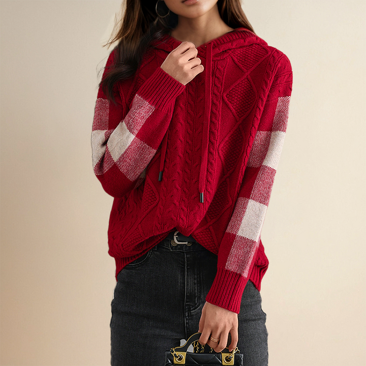 Elsa-Hilde | Strickpullover mit geometrischem Muster und Kapuze