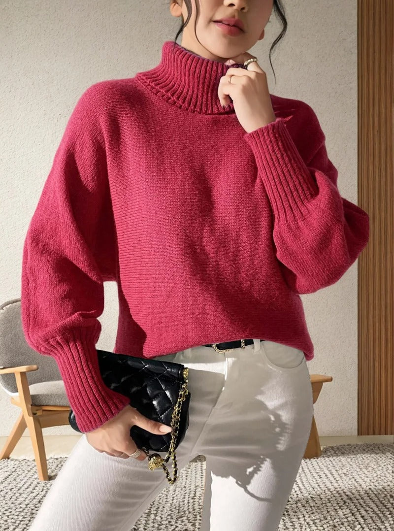 Zensi | Rollkragenpullover mit weiten Ärmeln und Strickstruktur