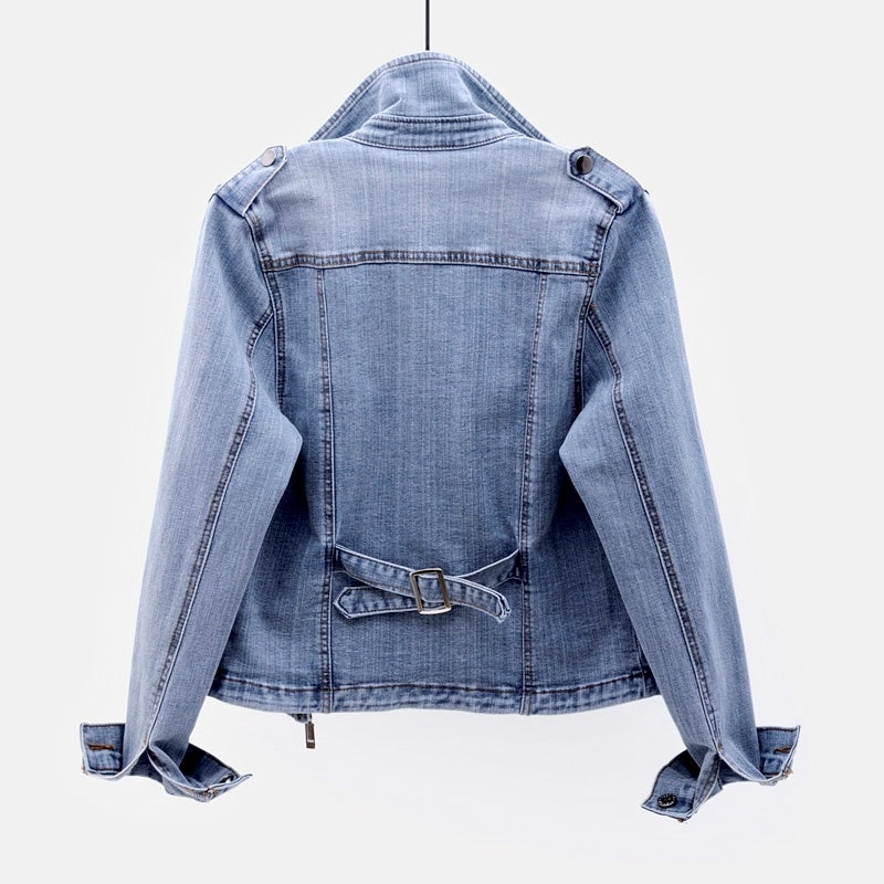 Lise-Lotte | Jeansjacke mit asymmetrischem Reißverschluss und Reverskragen