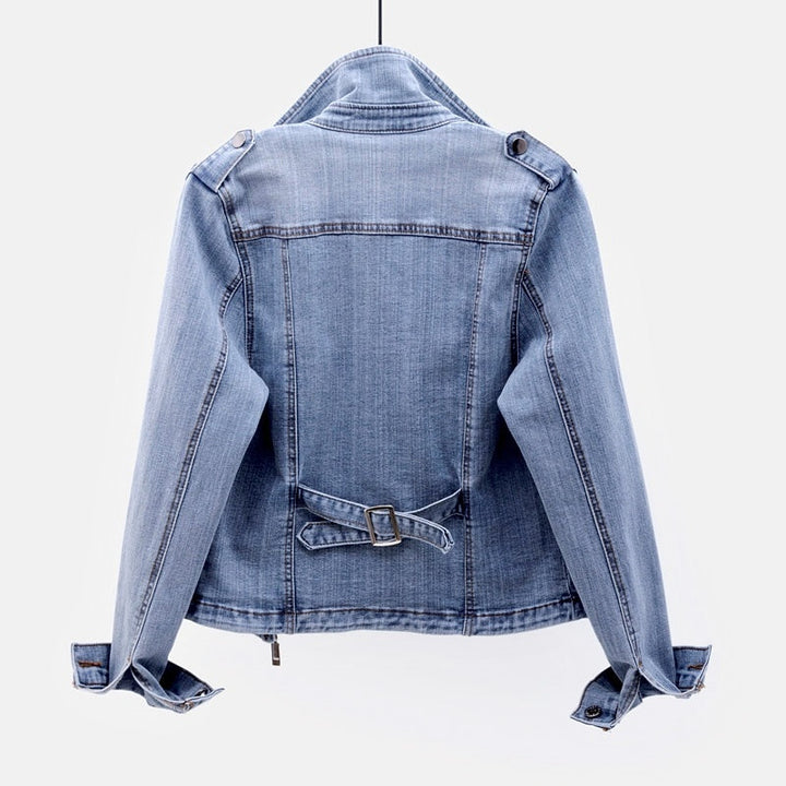 Lise-Lotte | Jeansjacke mit asymmetrischem Reißverschluss und Reverskragen