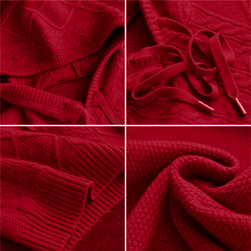 Elsa-Hilde | Strickpullover mit geometrischem Muster und Kapuze