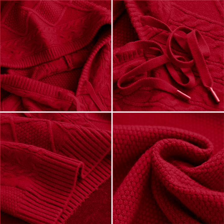 Elsa-Hilde | Strickpullover mit geometrischem Muster und Kapuze