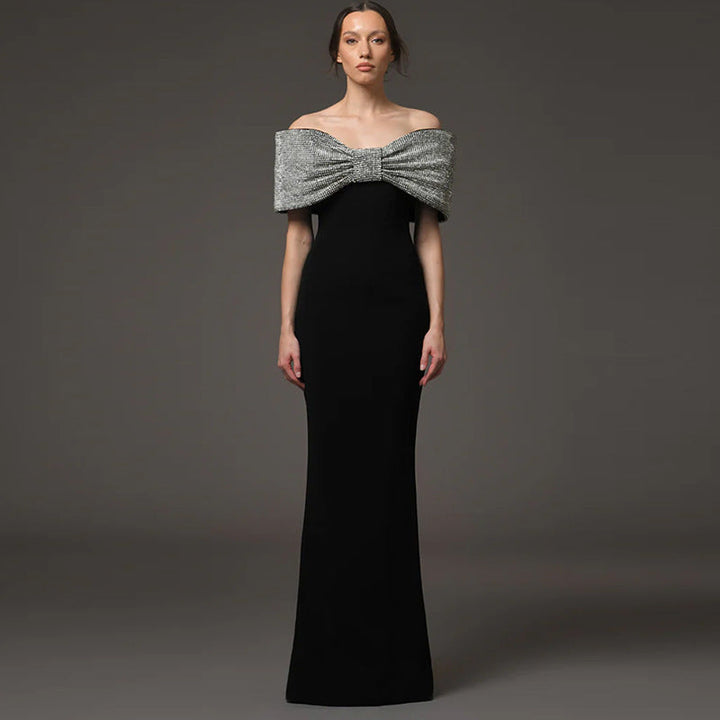 Adelgard | Off-Shoulder-Abendkleid im Meerjungfrauenschnitt mit Glitzerschleife