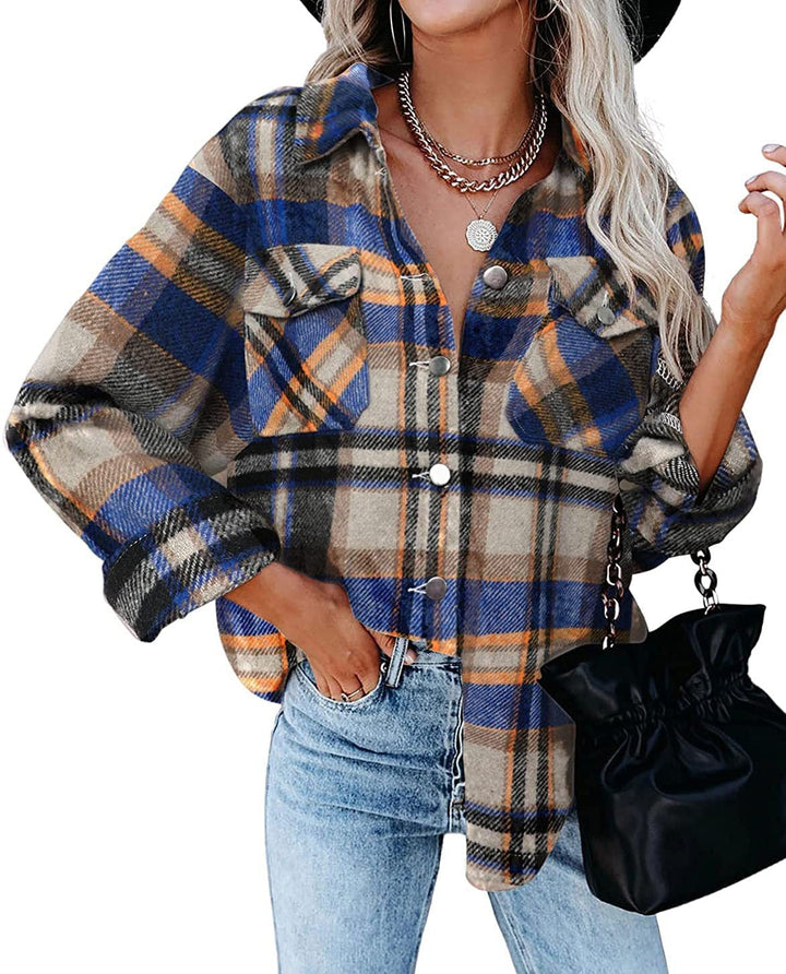 Anna-Sophie | Karierte Jacke mit Knopfleiste und zeitlosem Muster