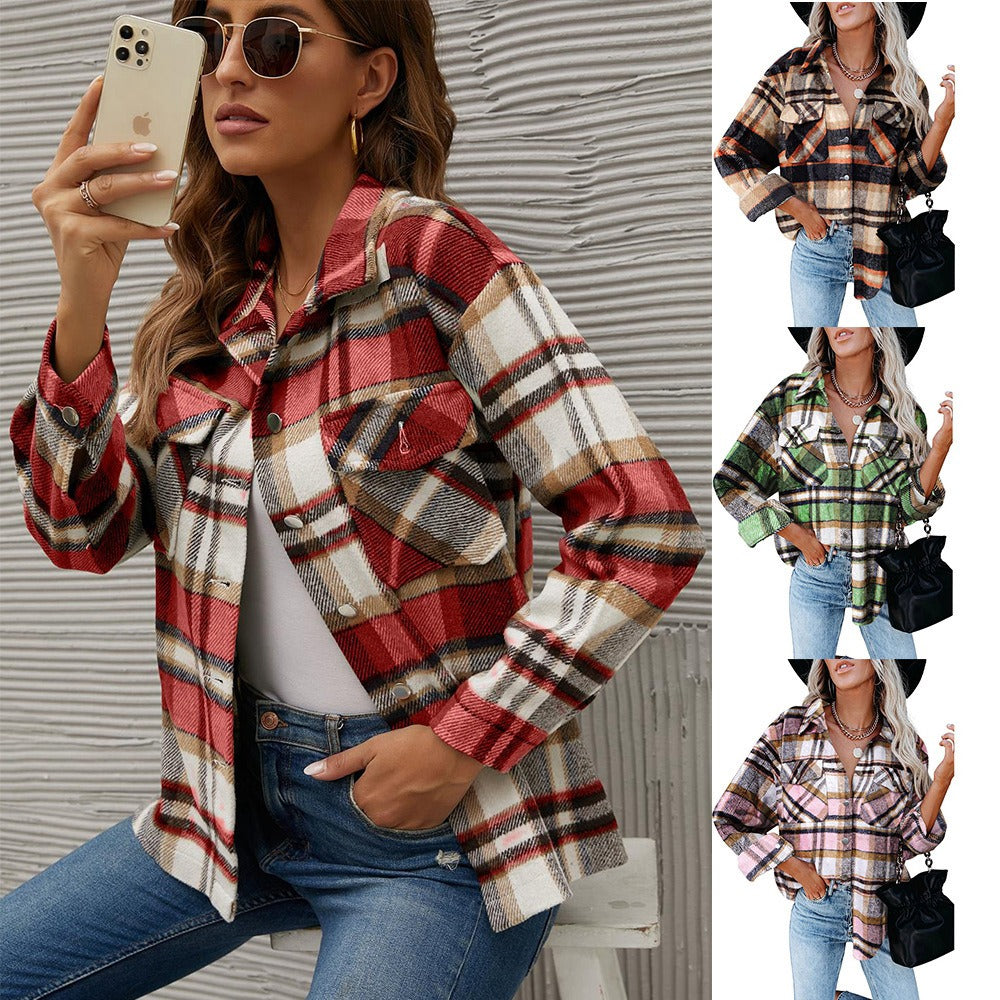 Anna-Sophie | Karierte Jacke mit Knopfleiste und zeitlosem Muster