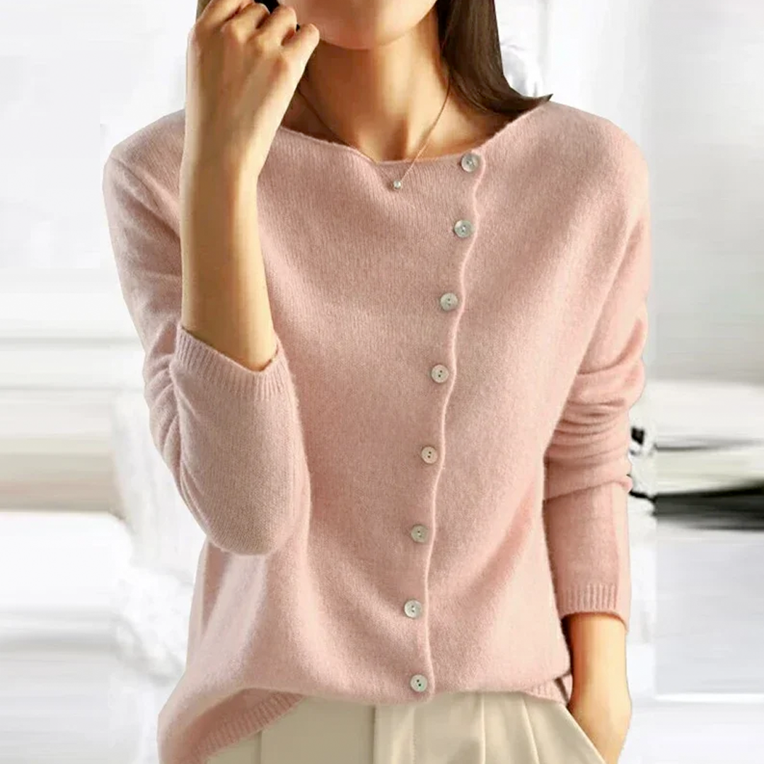 Jule | Asymmetrische Strickjacke mit Knopfleiste