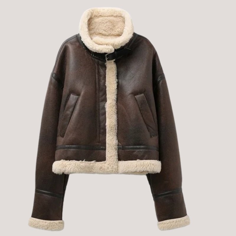 Anna-Luise | Vintage-Bikerjacke mit Teddyfutter