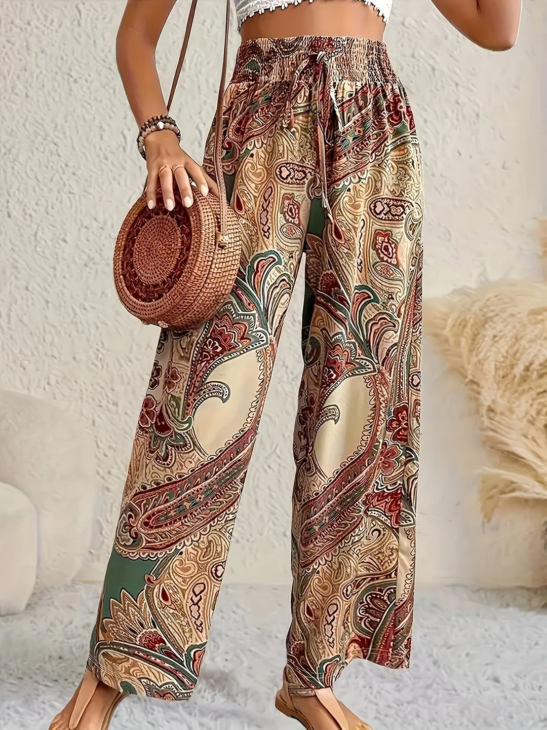 Malou | Bohemian-Sommerhose mit weitem Bein und Blumenprint