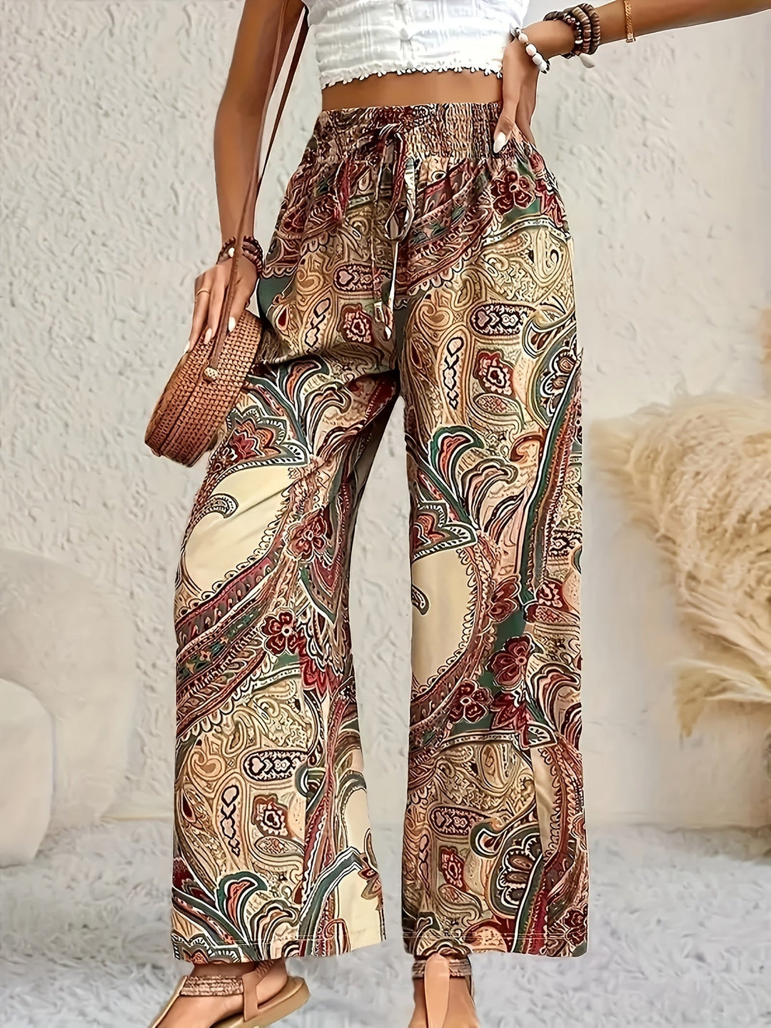 Malou | Bohemian-Sommerhose mit weitem Bein und Blumenprint
