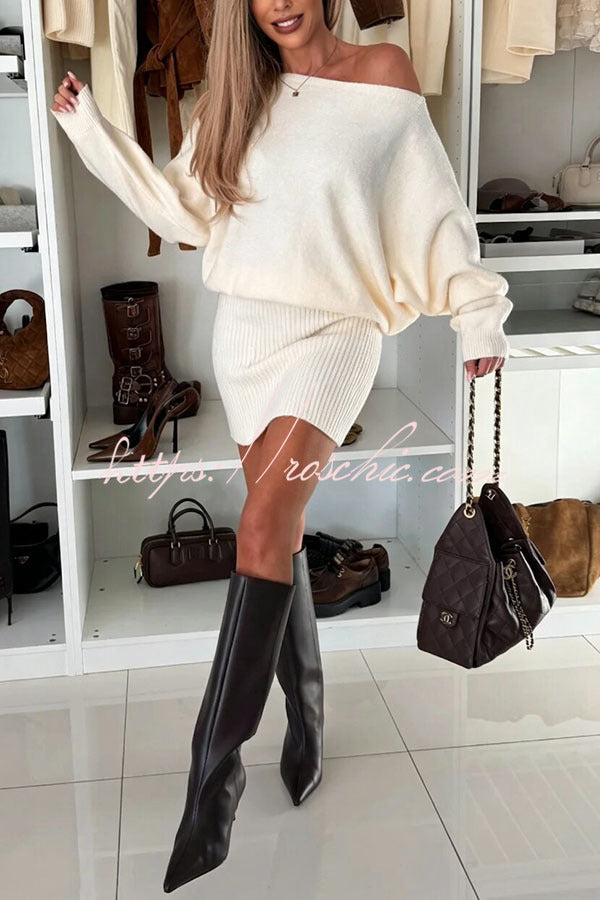 Marie-Sophie | Strick-Minikleid mit U-Boot-Ausschnitt