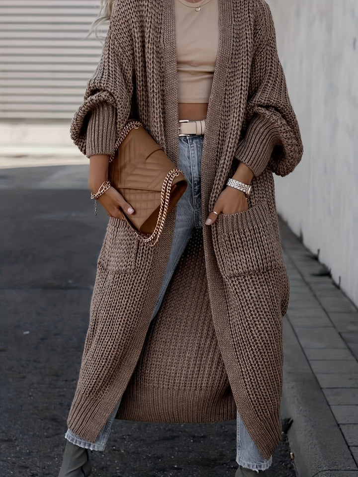 Rosa-Maria | Lange Strickjacke mit fließendem Design und Taschen