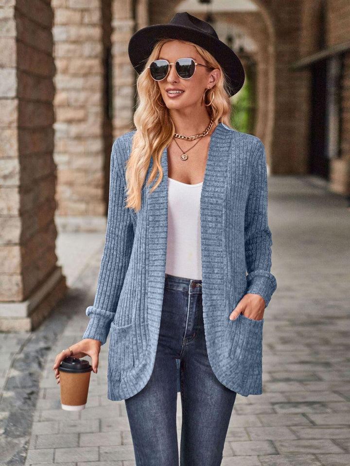 Malwine | Gerippte Strickjacke mit Taschen