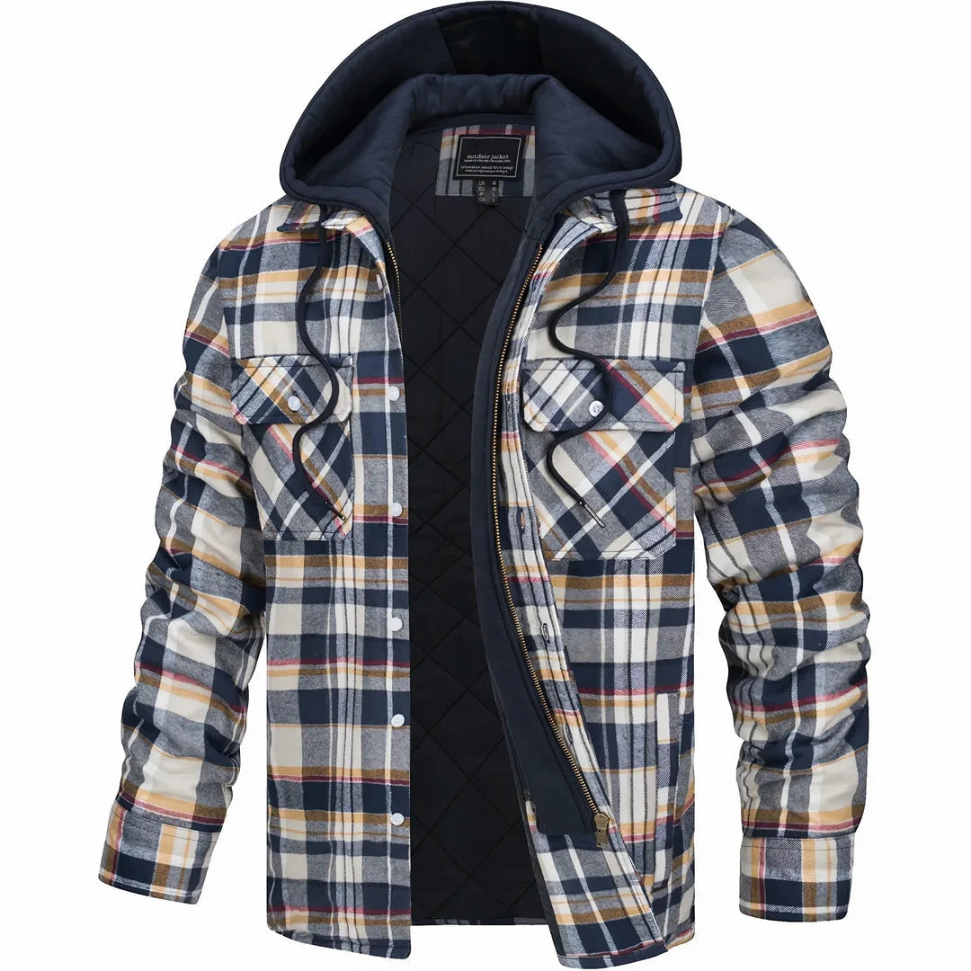 Wendelin | Gefütterte Flanell-Hemdjacke für Herren mit Kapuze