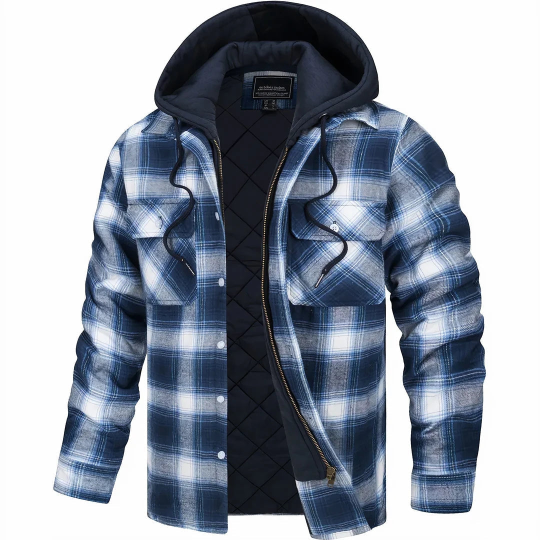 Wendelin | Gefütterte Flanell-Hemdjacke für Herren mit Kapuze