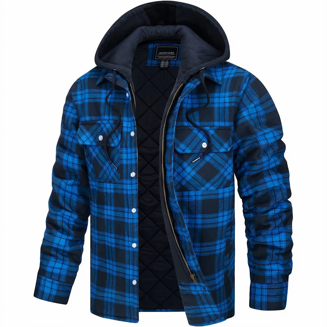 Wendelin | Gefütterte Flanell-Hemdjacke für Herren mit Kapuze