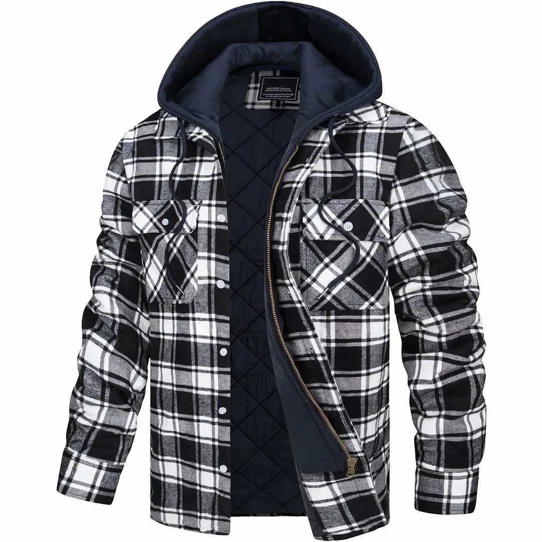 Wendelin | Gefütterte Flanell-Hemdjacke für Herren mit Kapuze