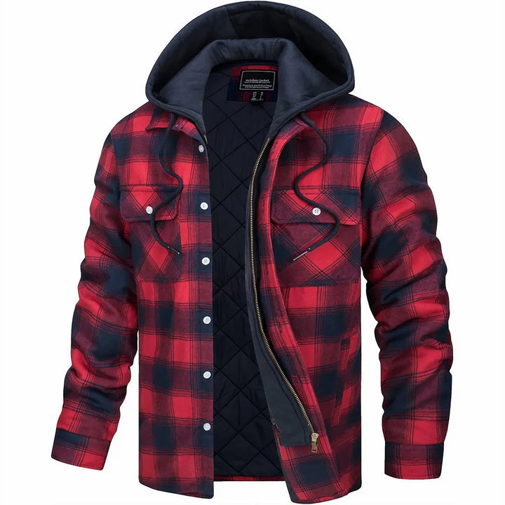 Wendelin | Gefütterte Flanell-Hemdjacke für Herren mit Kapuze