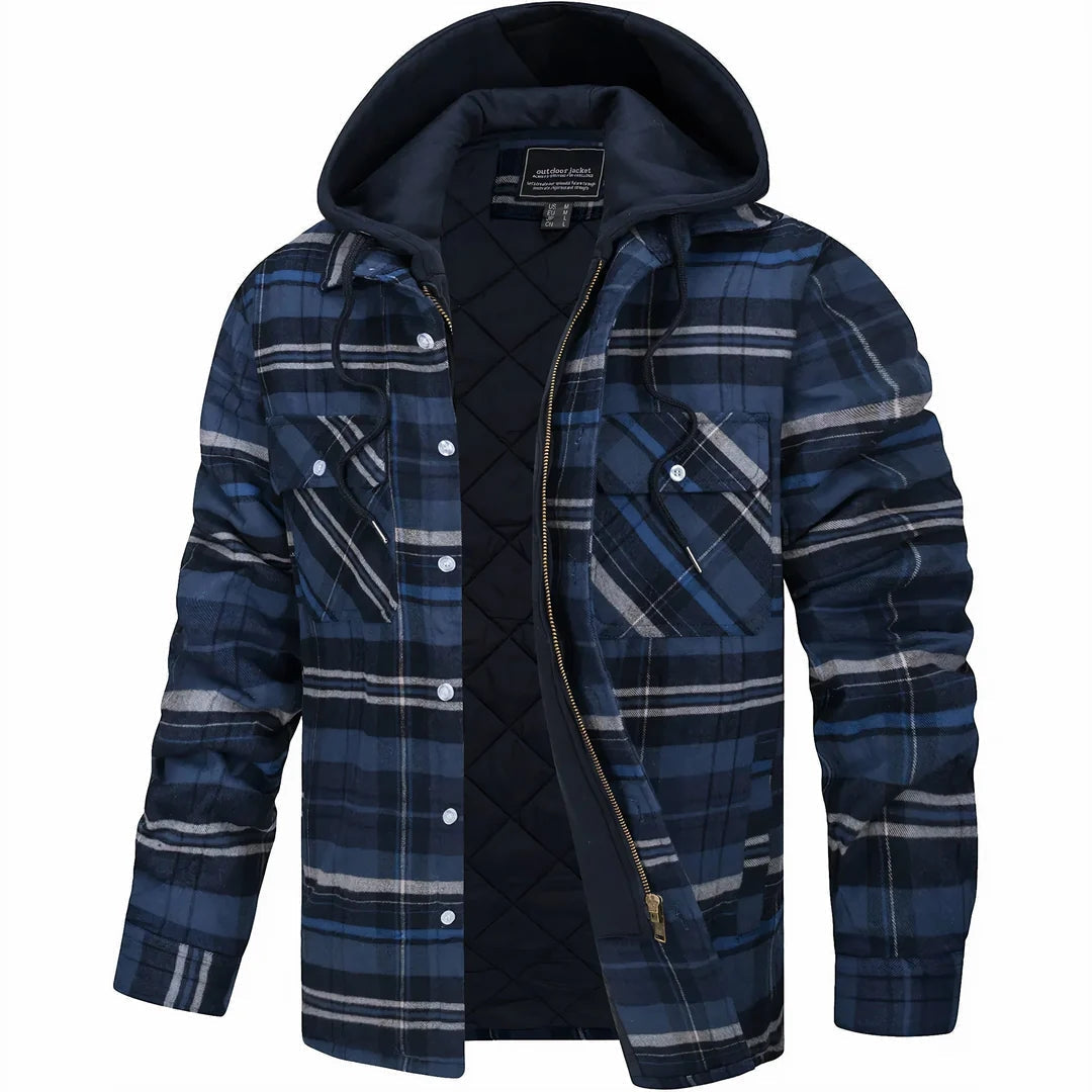 Wendelin | Gefütterte Flanell-Hemdjacke für Herren mit Kapuze