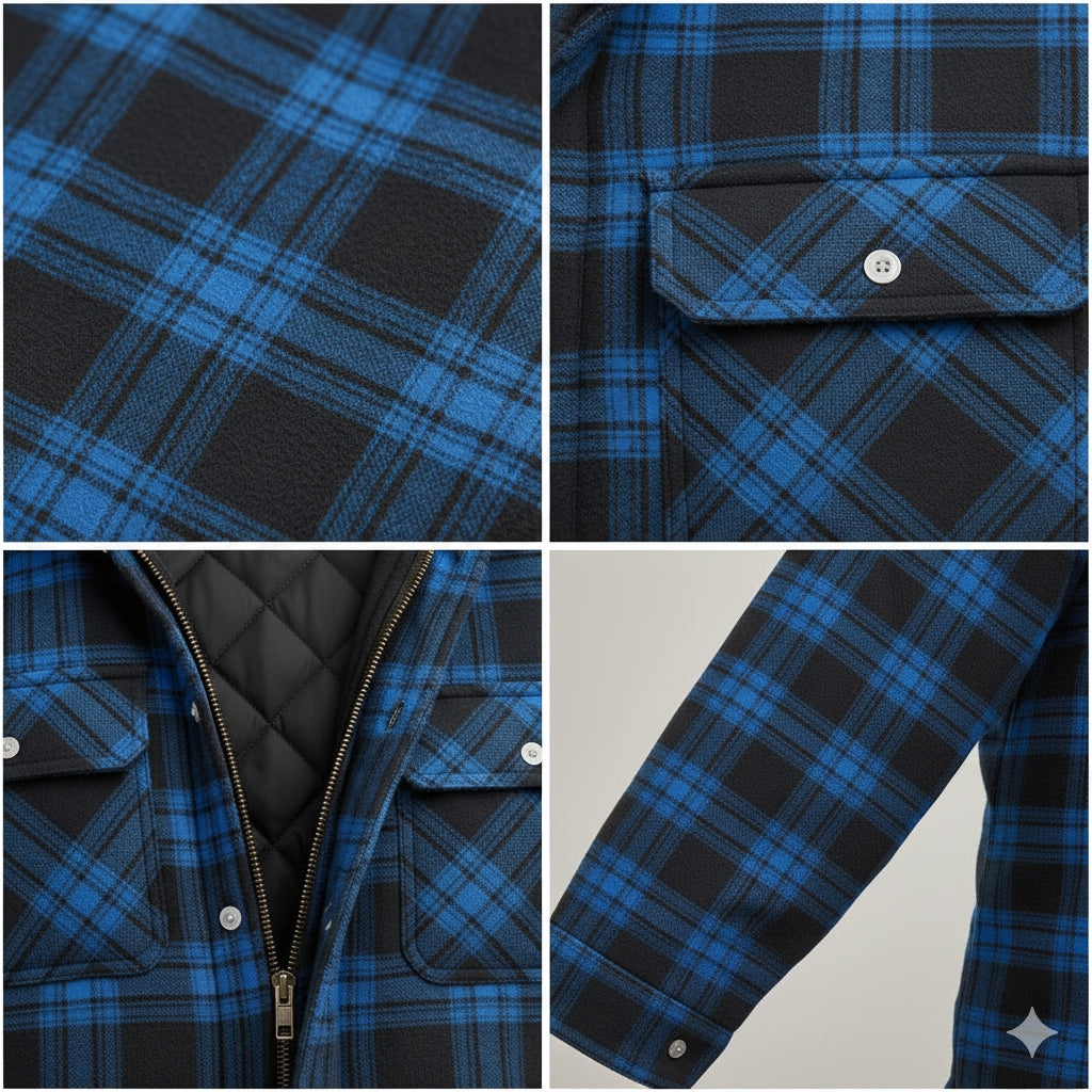 Wendelin | Gefütterte Flanell-Hemdjacke für Herren mit Kapuze
