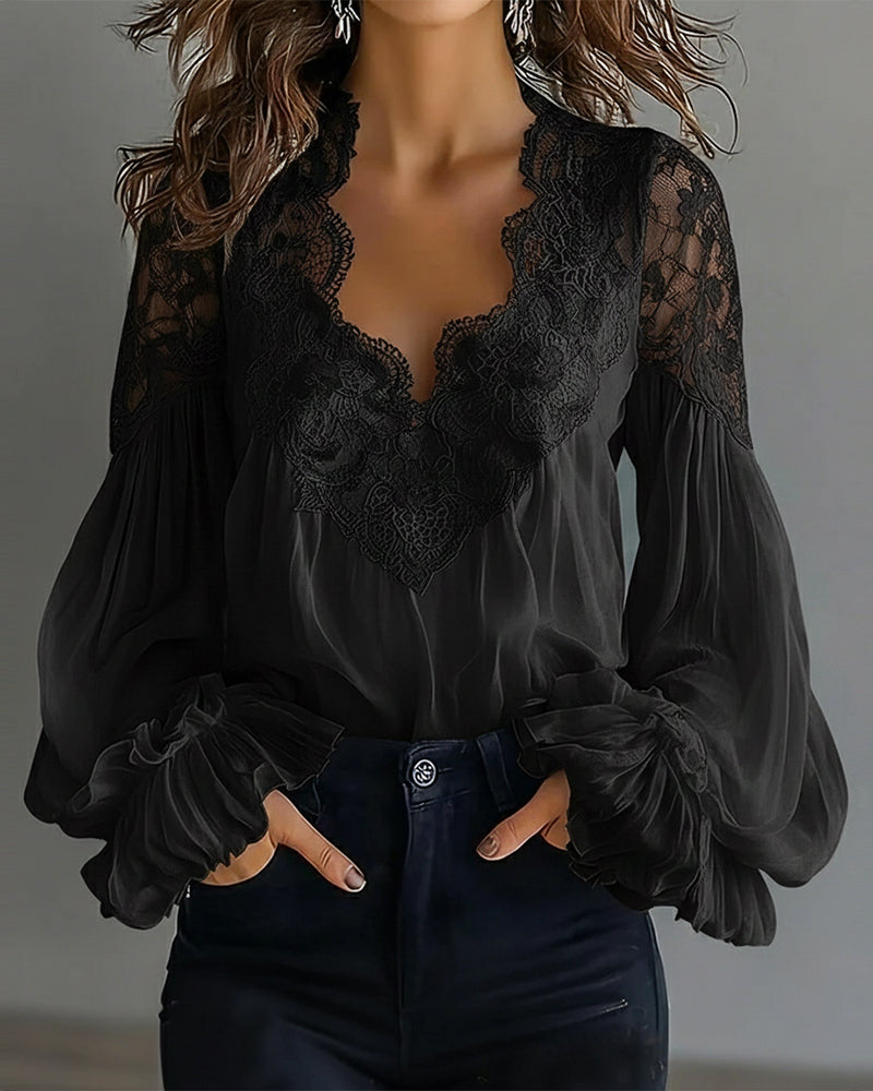 Marie-Trud | Bluse mit Spitzenbesatz