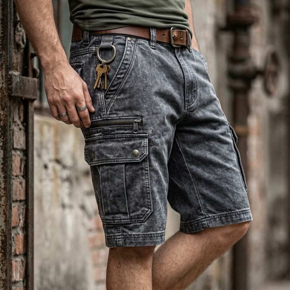 Lars | Funktionale Denim-Cargo-Shorts