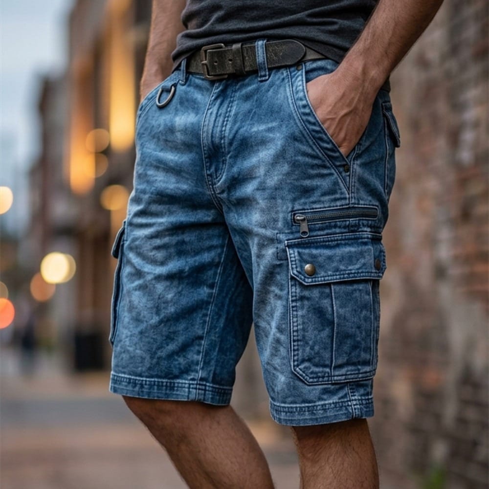 Lars | Funktionale Denim-Cargo-Shorts