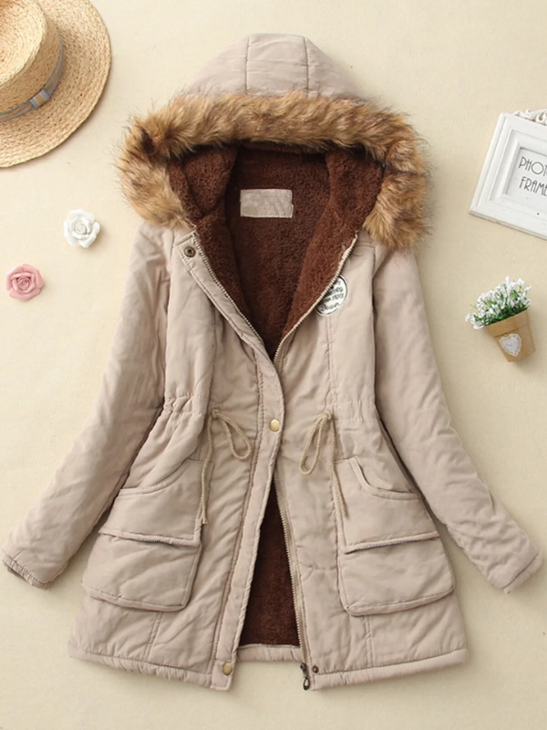 Frauke | Stretch-Winterjacke mit fellgefütterter Kapuze