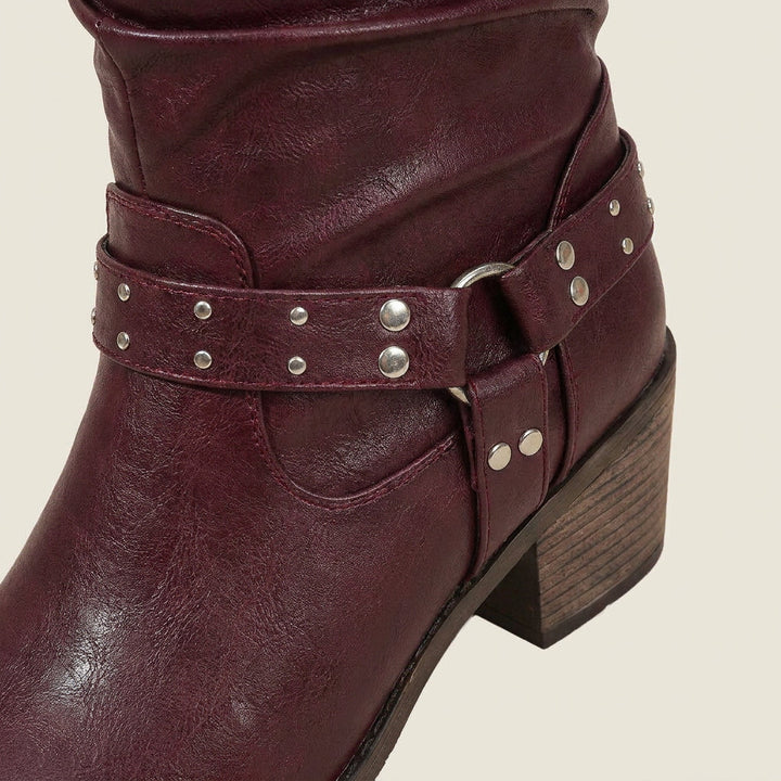 Erika | Damen-Motorradstiefel in Lederoptik mit Nieten