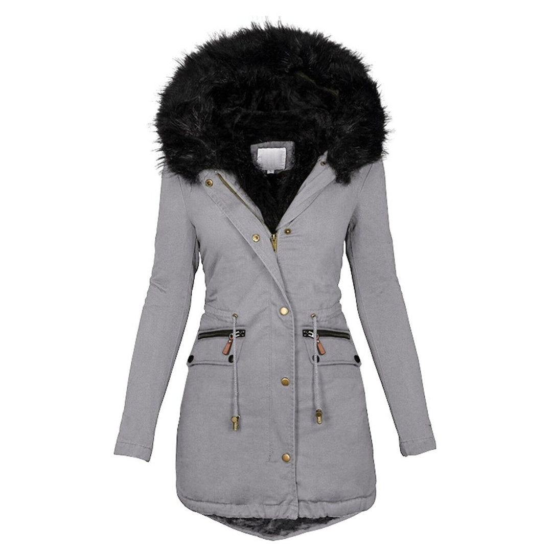 Waltraud | Winterjacke mit Fellfutter, verstellbarer Taille und Reißverschlusstaschen
