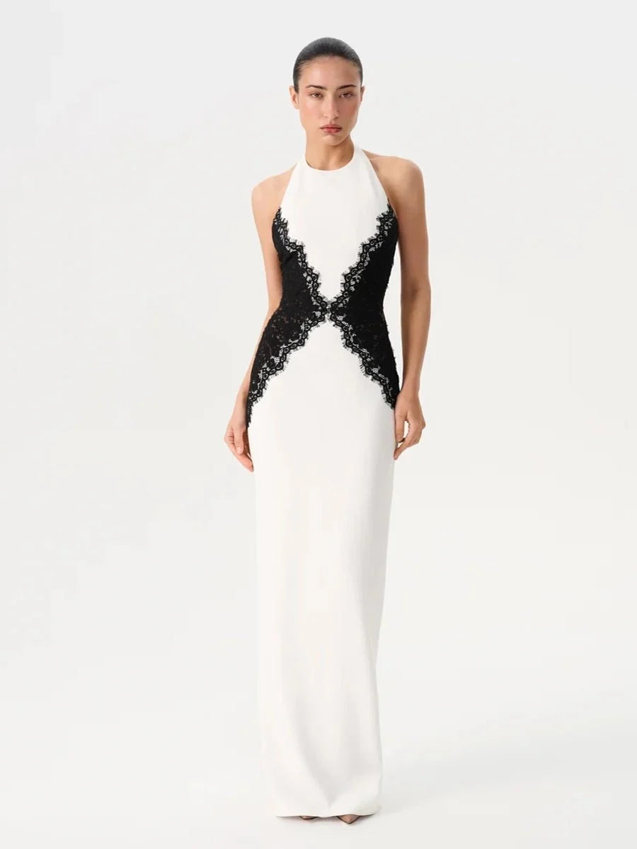 Marlies | Spitzen-Maxikleid mit Rundhals und Cut-outs