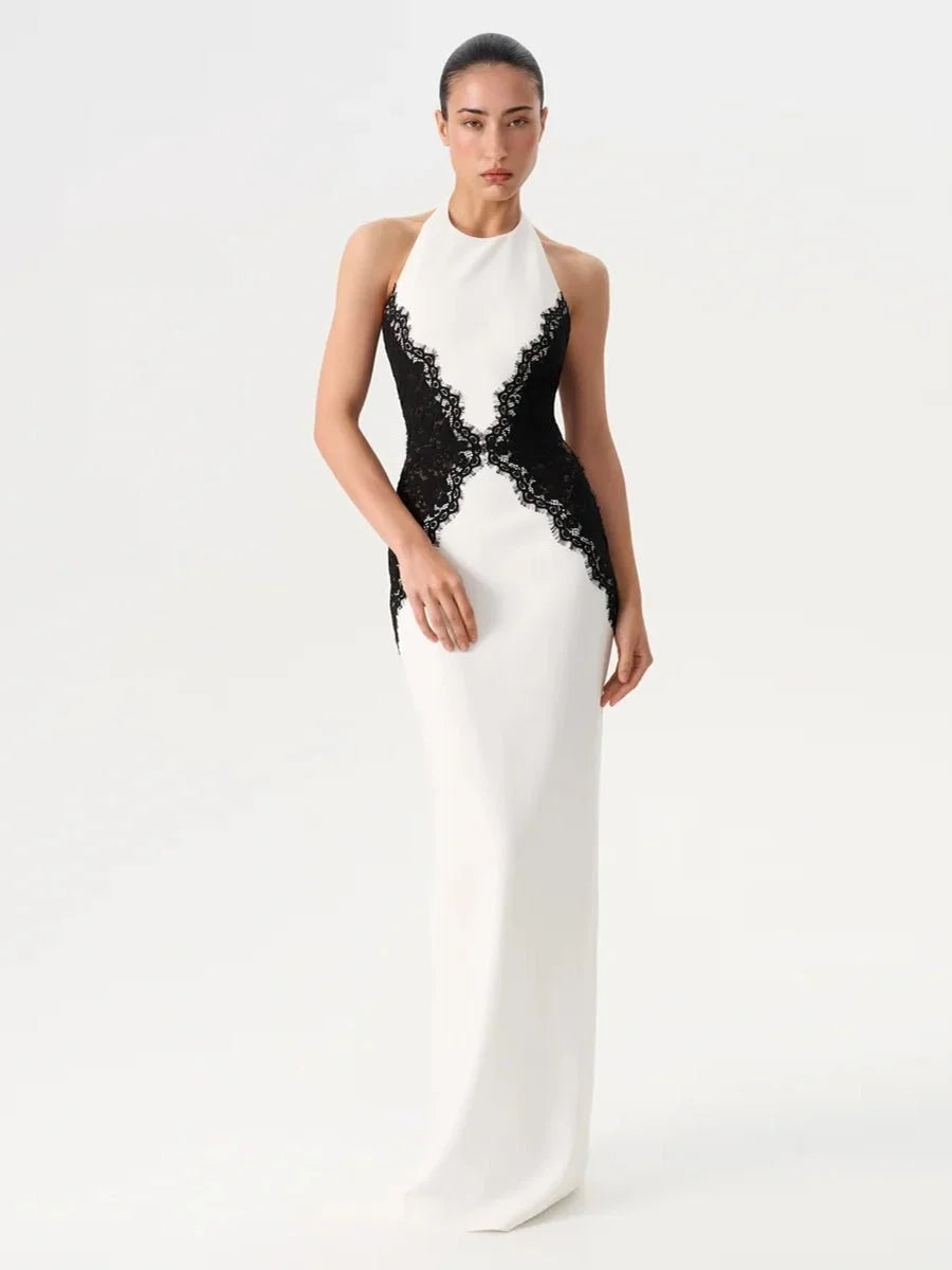 Marlies | Spitzen-Maxikleid mit Rundhals und Cut-outs