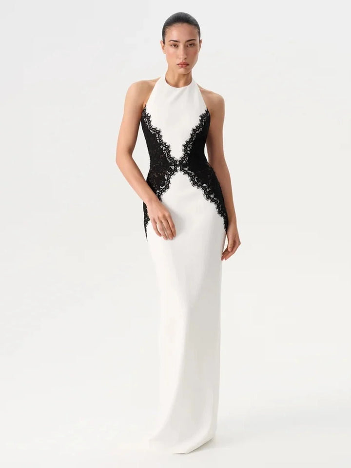 Marlies | Spitzen-Maxikleid mit Rundhals und Cut-outs
