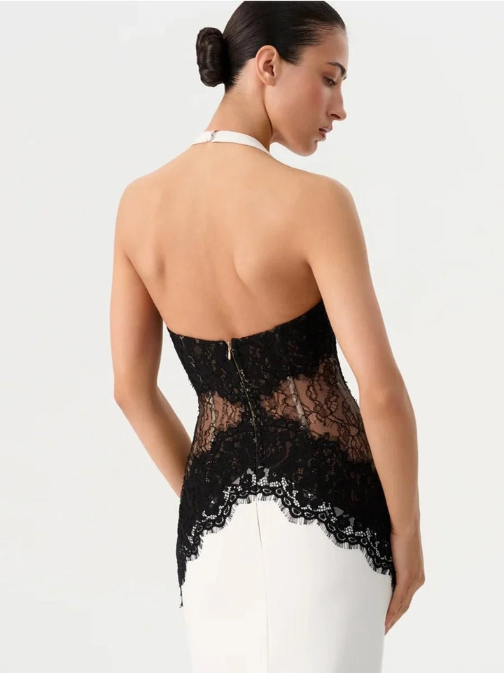 Marlies | Spitzen-Maxikleid mit Rundhals und Cut-outs