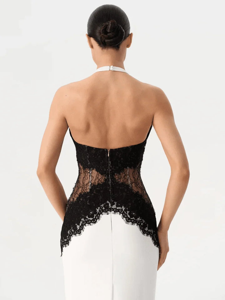 Marlies | Spitzen-Maxikleid mit Rundhals und Cut-outs