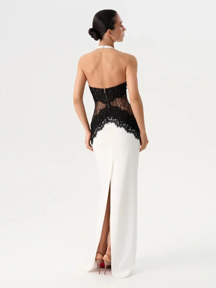 Marlies | Spitzen-Maxikleid mit Rundhals und Cut-outs