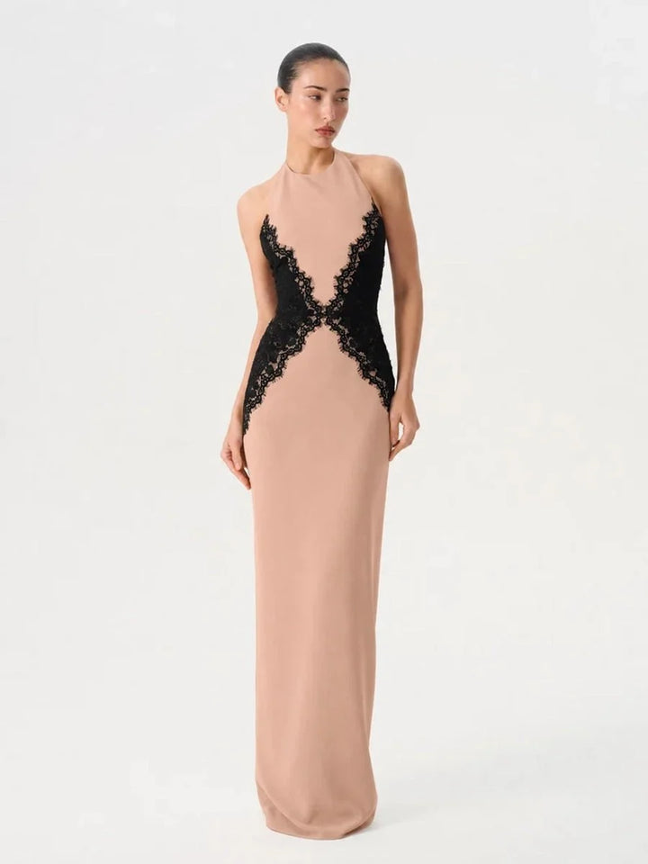 Marlies | Spitzen-Maxikleid mit Rundhals und Cut-outs