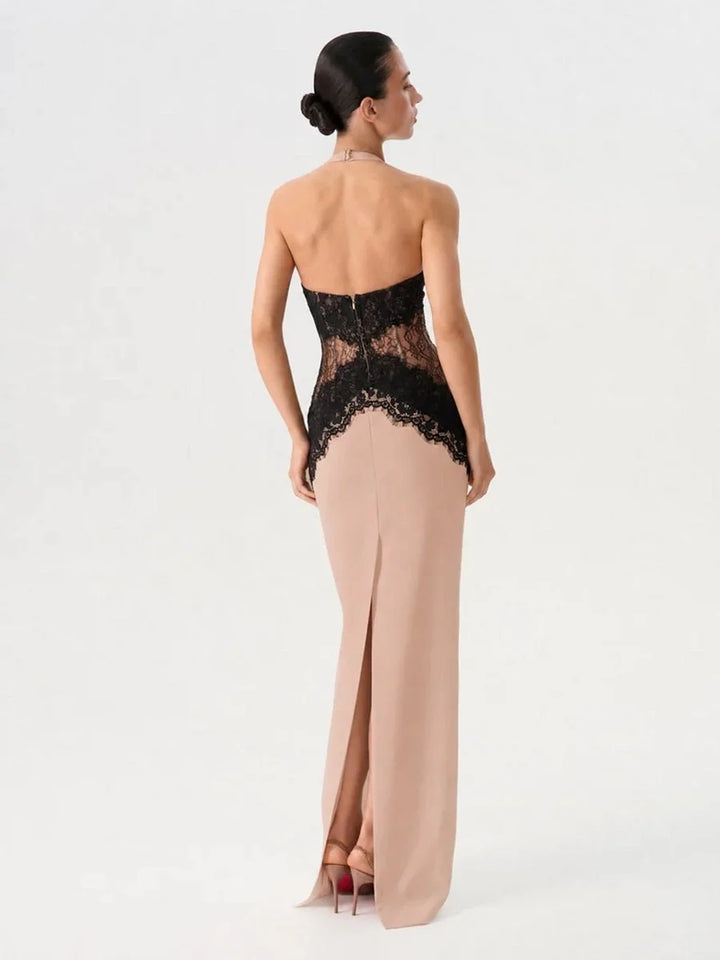 Marlies | Spitzen-Maxikleid mit Rundhals und Cut-outs