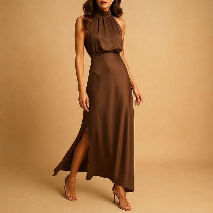 Hildrun | Maxikleid mit Seitenschlitz und fließendem Fall