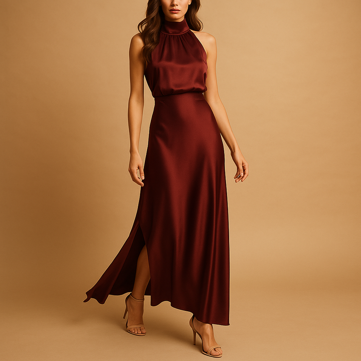 Hildrun | Maxikleid mit Seitenschlitz und fließendem Fall