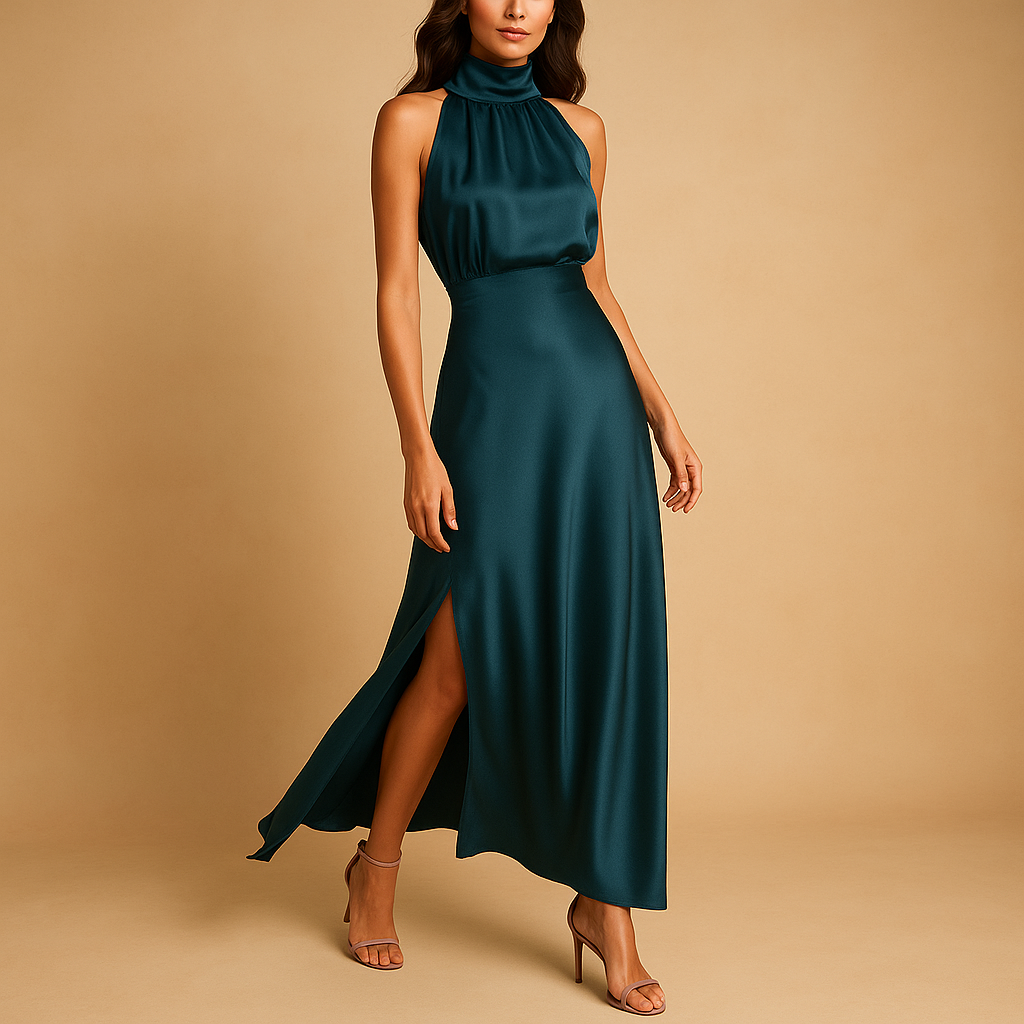 Hildrun | Maxikleid mit Seitenschlitz und fließendem Fall