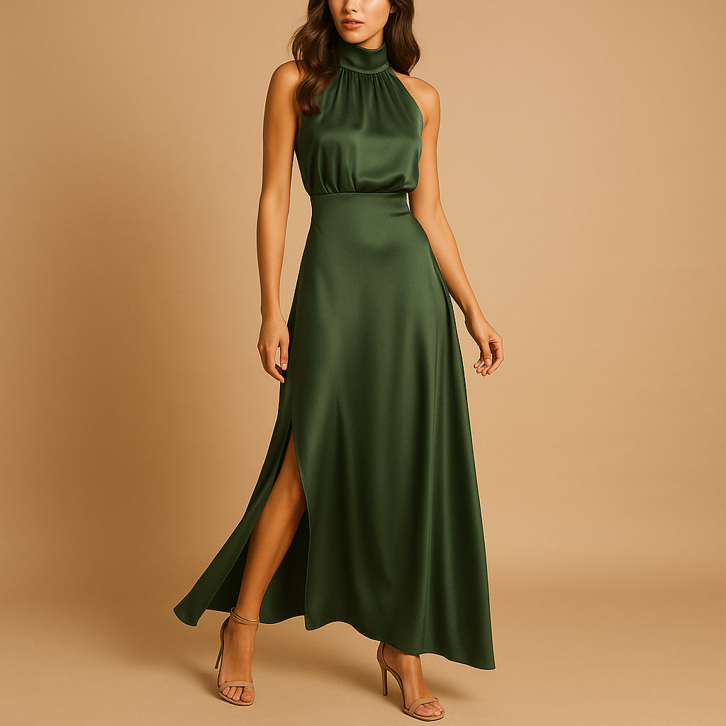 Hildrun | Maxikleid mit Seitenschlitz und fließendem Fall