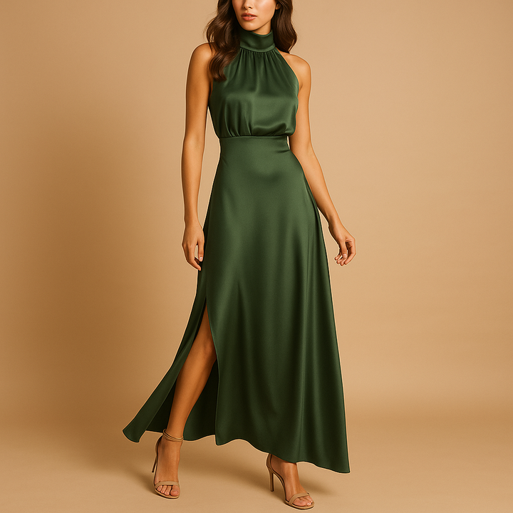 Hildrun | Maxikleid mit Seitenschlitz und fließendem Fall